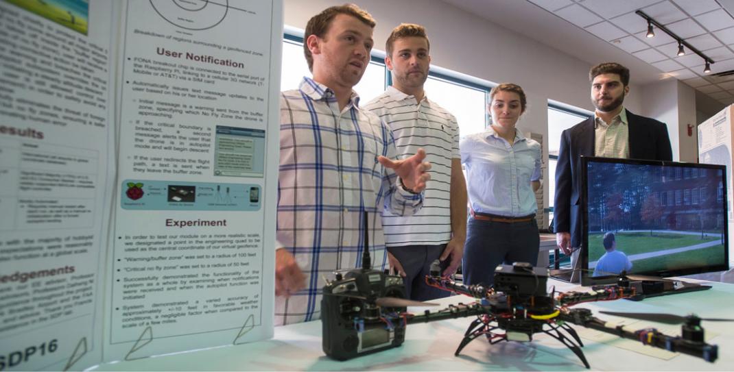 students with drone
